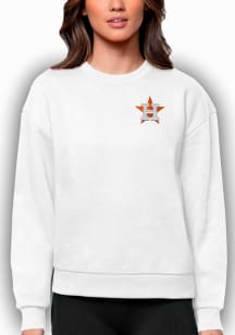 Antigua Houston Astros Womens White Victory Crew Sweatshirt