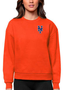 Antigua New York Mets Womens Orange Victory Crew Sweatshirt