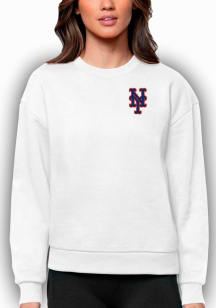 Antigua New York Mets Womens White Victory Crew Sweatshirt