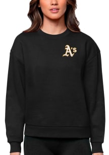 Antigua Oakland Athletics Womens Black Victory Crew Sweatshirt