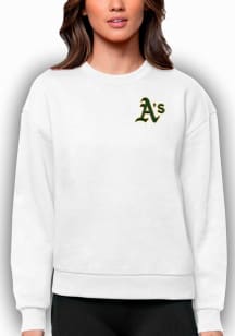 Antigua Oakland Athletics Womens White Victory Crew Sweatshirt