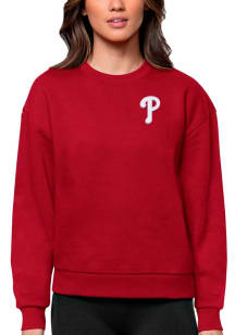 Antigua Philadelphia Phillies Womens Red Victory Crew Sweatshirt