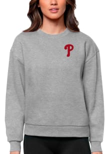 Antigua Philadelphia Phillies Womens Grey Victory Crew Sweatshirt