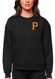 Antigua Pittsburgh Pirates Womens Black Victory Crew Sweatshirt