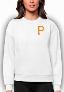 Antigua Pittsburgh Pirates Womens White Victory Crew Sweatshirt