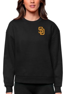 Antigua San Diego Padres Womens Black Victory Crew Sweatshirt