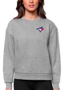 Antigua Toronto Blue Jays Womens Grey Victory Crew Sweatshirt