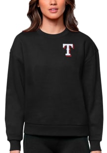 Antigua Texas Rangers Womens Black Victory Crew Sweatshirt
