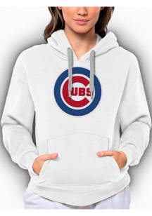 Antigua Chicago Cubs Womens White Full Front Victory Hooded Sweatshirt