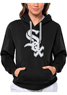 Antigua Chicago White Sox Womens Black Full Front Victory Hooded Sweatshirt