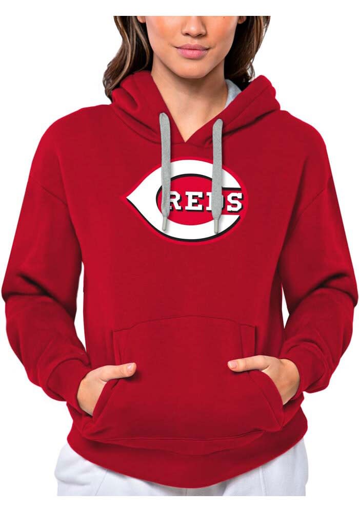 Antigua Cincinnati Reds Womens Full Front Victory Hooded Sweatshirt