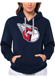 Antigua Cleveland Guardians Womens Navy Blue Full Front Victory Hooded Sweatshirt