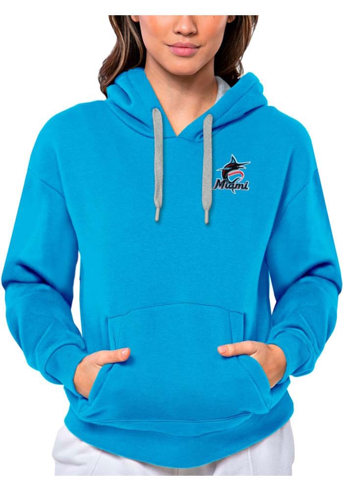 Antigua Women's Miami Marlins Gray Victory Crew Pullover