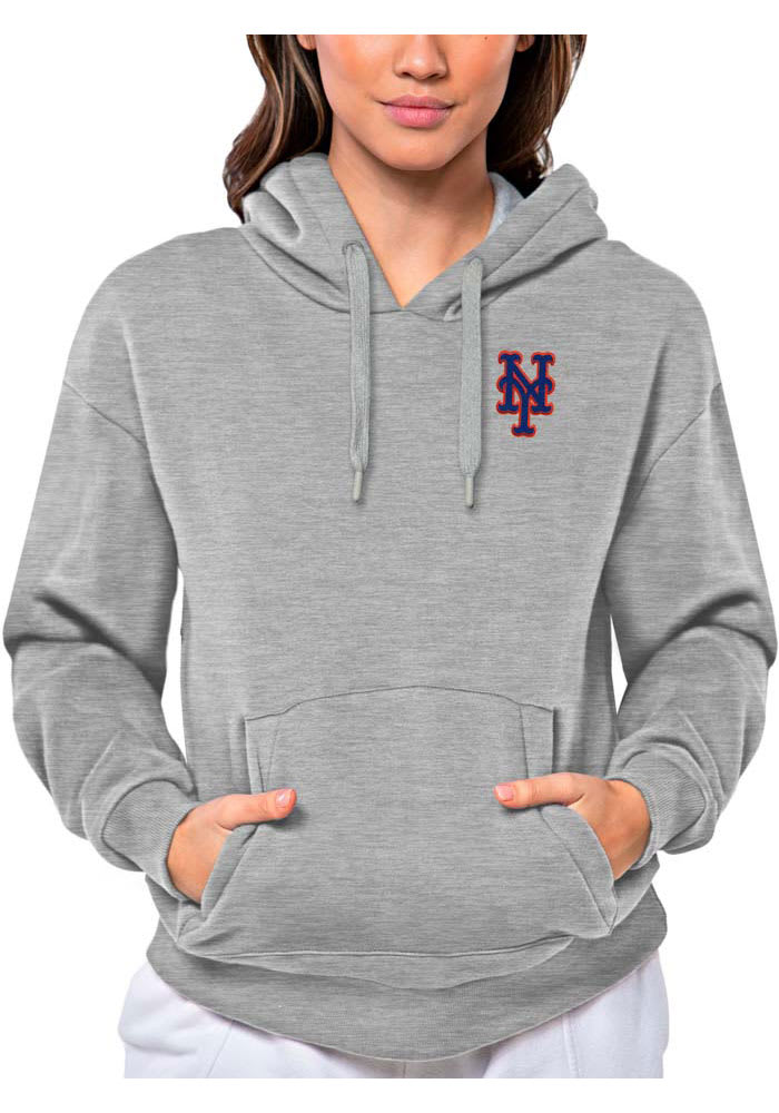 Antigua New York Mets Womens Grey Victory Long Sleeve Pullover