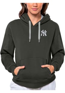 Antigua New York Yankees Womens Charcoal Victory Hooded Sweatshirt