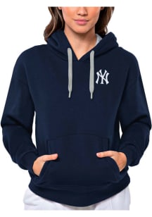 Antigua New York Yankees Womens Navy Blue Victory Hooded Sweatshirt