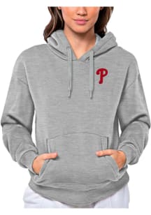 Antigua Philadelphia Phillies Womens Grey Victory Hooded Sweatshirt