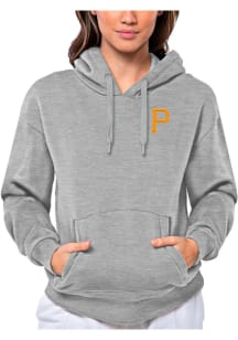 Antigua Pittsburgh Pirates Womens Grey Victory Hooded Sweatshirt