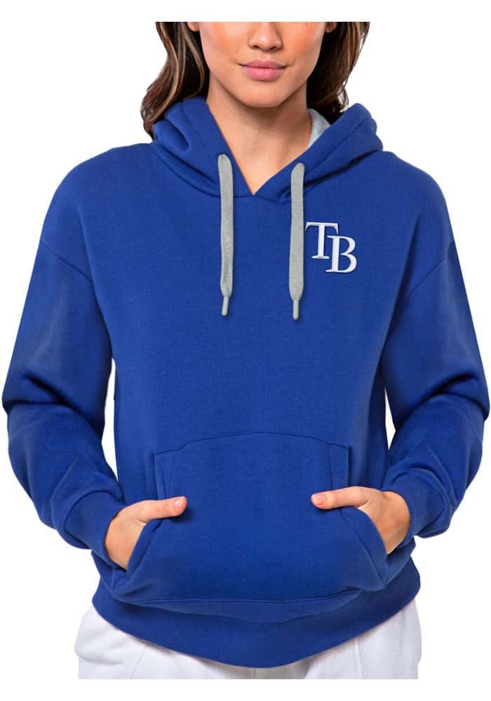 Antigua MLB Tampa Bay Rays Women's Victory Pullover Hood, Blue, Small, Cotton