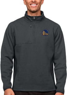 Antigua Golden State Warriors Mens Charcoal Course Long Sleeve 1/4 Zip Pullover