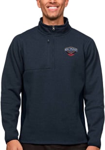 Antigua New Orleans Pelicans Mens Navy Blue Course Long Sleeve 1/4 Zip Pullover