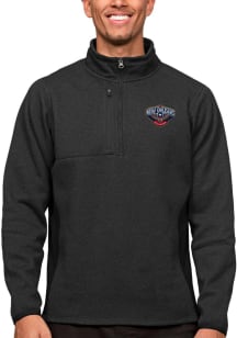 Antigua New Orleans Pelicans Mens Black Course Long Sleeve 1/4 Zip Pullover