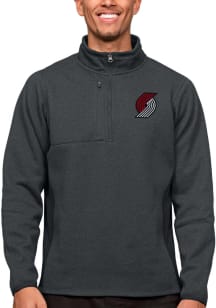 Antigua Portland Trail Blazers Mens Charcoal Course Long Sleeve 1/4 Zip Pullover