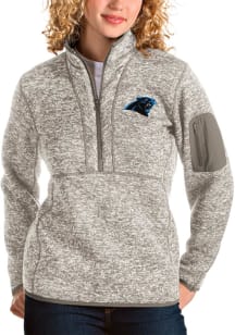 Antigua Carolina Panthers Womens Oatmeal Fortune 1/4 Zip Pullover