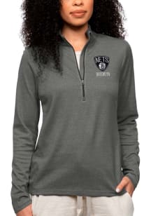 Antigua Nets Womens Charcoal Epic 1/4 Zip Pullover