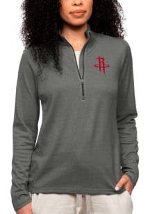 Antigua Rockets Womens Charcoal Epic 1/4 Zip Pullover