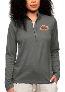 Antigua Los Angeles Lakers Womens Charcoal Epic 1/4 Zip Pullover