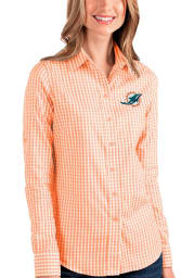 Antigua Miami Dolphins Womens Structure Long Sleeve Orange Dress Shirt