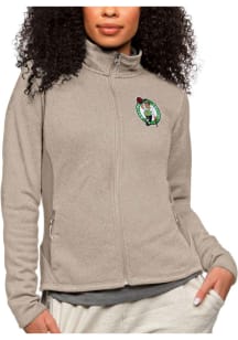 Antigua Boston Celtics Womens Oatmeal Course Long Sleeve Full Zip Jacket