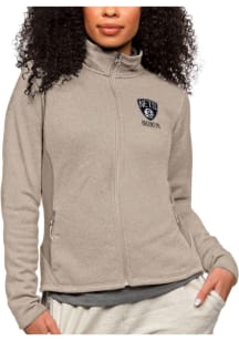 Antigua Brooklyn Nets Womens Oatmeal Course Long Sleeve Full Zip Jacket