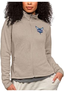 Antigua Charlotte Hornets Womens Oatmeal Course Long Sleeve Full Zip Jacket