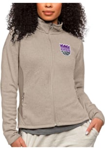 Antigua Sacramento Kings Womens Oatmeal Course Long Sleeve Full Zip Jacket