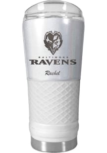 Baltimore Ravens Personalized 24 oz Opal Stainless Steel Tumbler - White