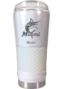 Miami Marlins Personalized 24 oz Opal Stainless Steel Tumbler - White