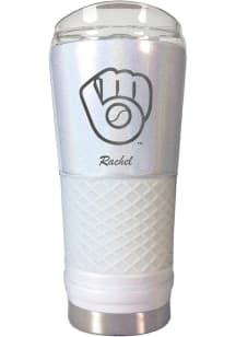 Milwaukee Brewers Personalized 24 oz Opal Stainless Steel Tumbler - White
