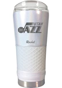 Utah Jazz Personalized 24 oz Opal Stainless Steel Tumbler - White