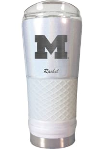 Michigan Wolverines Personalized 24 oz Opal Stainless Steel Tumbler - White