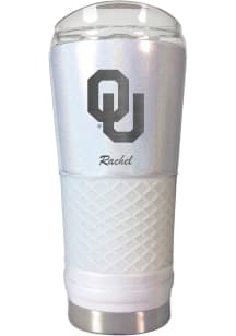 Oklahoma Sooners Personalized 24 oz Opal Stainless Steel Tumbler - White