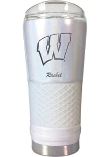 Wisconsin Badgers Personalized 24 oz Opal Stainless Steel Tumbler - White