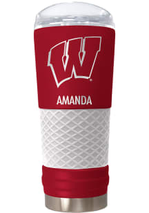 Wisconsin Badgers Personalized 24 oz Team Color Stainless Steel Tumbler - Red