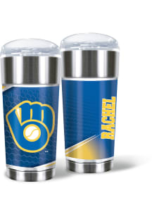Milwaukee Brewers Personalized 24 oz Eagle Stainless Steel Tumbler - Navy Blue