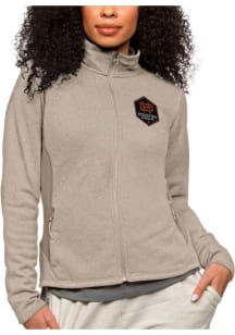 Antigua Houston Dynamo Womens Oatmeal Course Long Sleeve Full Zip Jacket
