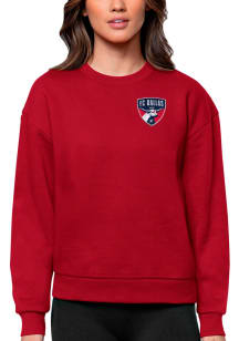 Antigua FC Dallas Womens Red Victory Crew Sweatshirt