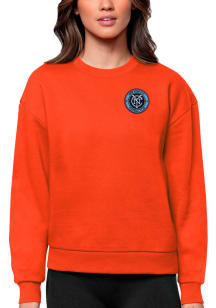 Antigua New York City FC Womens Orange Victory Crew Sweatshirt