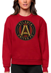 Antigua Atlanta United FC Womens Red Full Front Victory Crew Sweatshirt