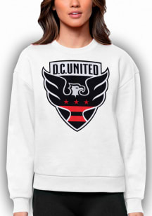 Antigua DC United Womens White Full Front Victory Crew Sweatshirt